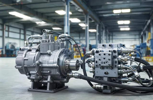 Hydraulic main pump assembly on crane power train